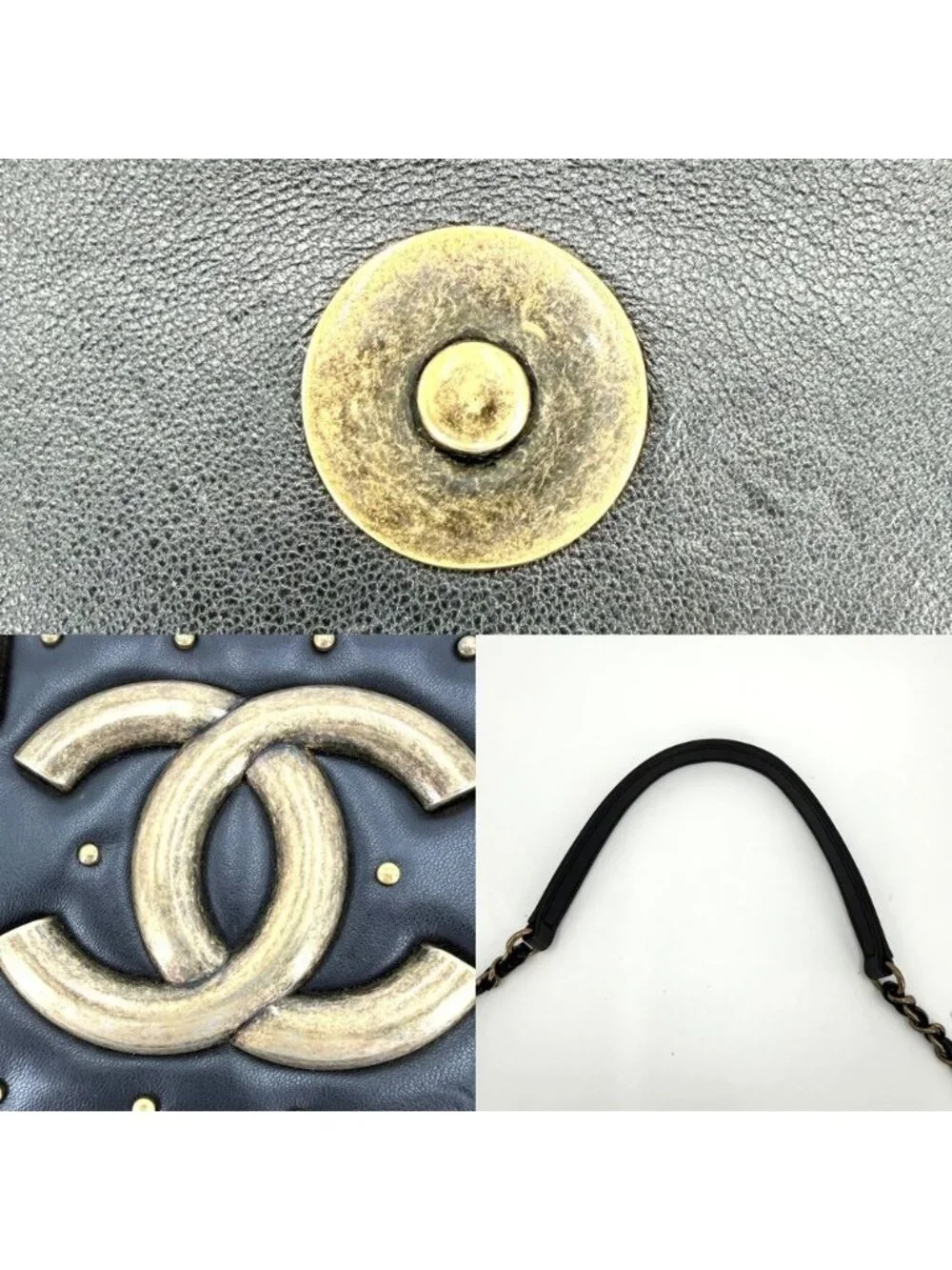 Chanel Shoulder Bag Quilted Boy Brick Chain CC Logo Crossbody Lambskin Black